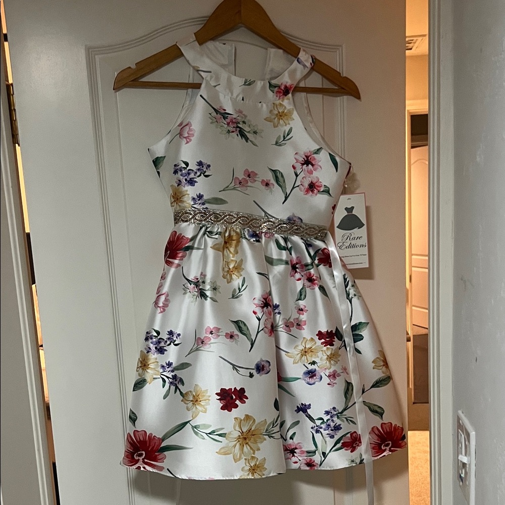 Rare Editions White Floral Kids Dress